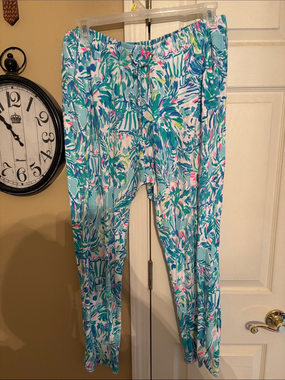 Lilly Pulitzer Tropical Emora Knit Pants in Aqua, Teal & Pink